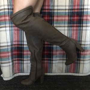 Brown thigh high boots